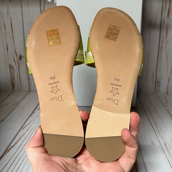 Christian Dior Canvas Check'N'Dior Pop Dway Sandals Chartreuse Sz 36.5 / 6.5 - Picture 11 of 11